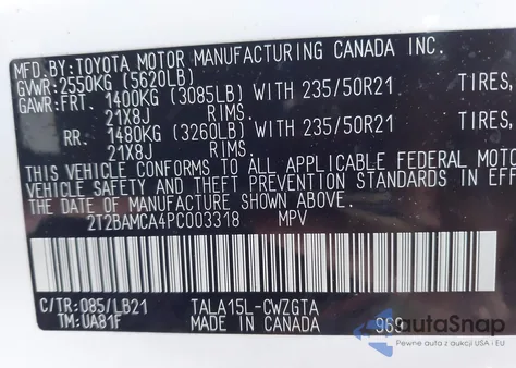 2023 Lexus Rx 350 Premium Plus z USA, uszkodzony, nr VIN 2T2BAMCA4PC003318